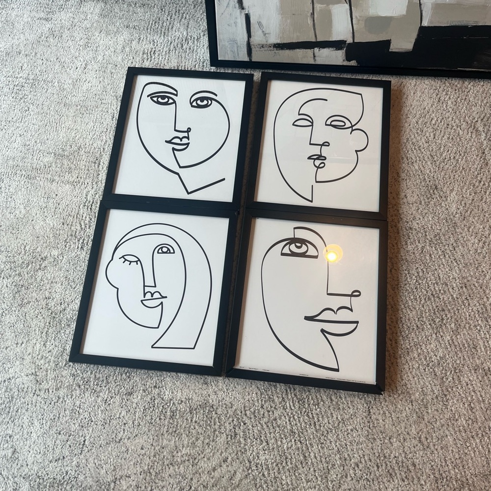 Set of Four Abstract Line Art Prints